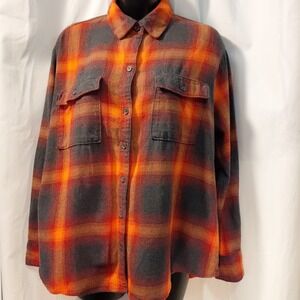 Old Navy The Boyfriend Shirt Womens Med Taylor Swift Evermore Plaid Flannel Boho